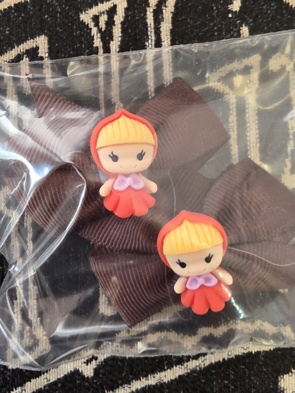Cute Red Doll Bow Hair Clips for Kids